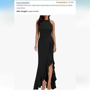 WOOSEA Women's High Neck Split Bodycon Mermaid Evening Cocktail Long Dress